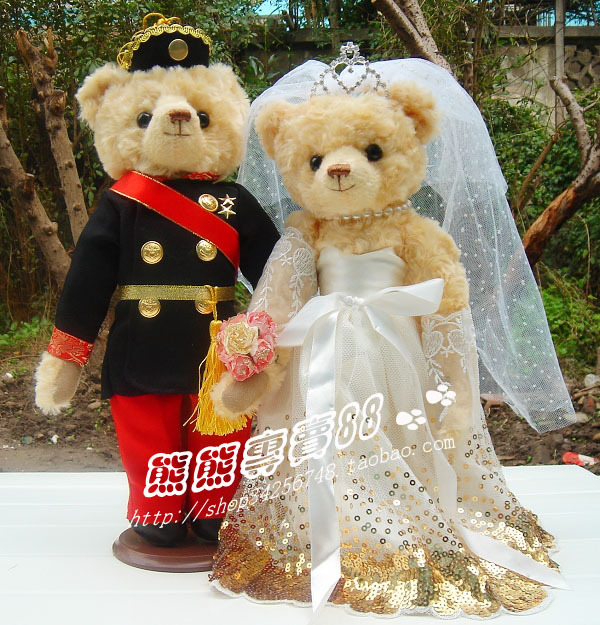 秒杀 结婚礼品压床娃娃婚纱熊情侣对熊婚庆娃娃泰迪熊正品结婚熊