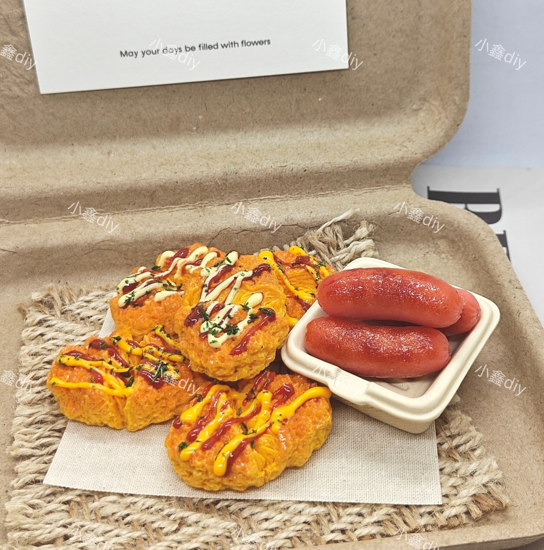 定制炸鸡排diy仿真微缩食玩烤肠树脂配件奶油胶捏捏装饰摆件