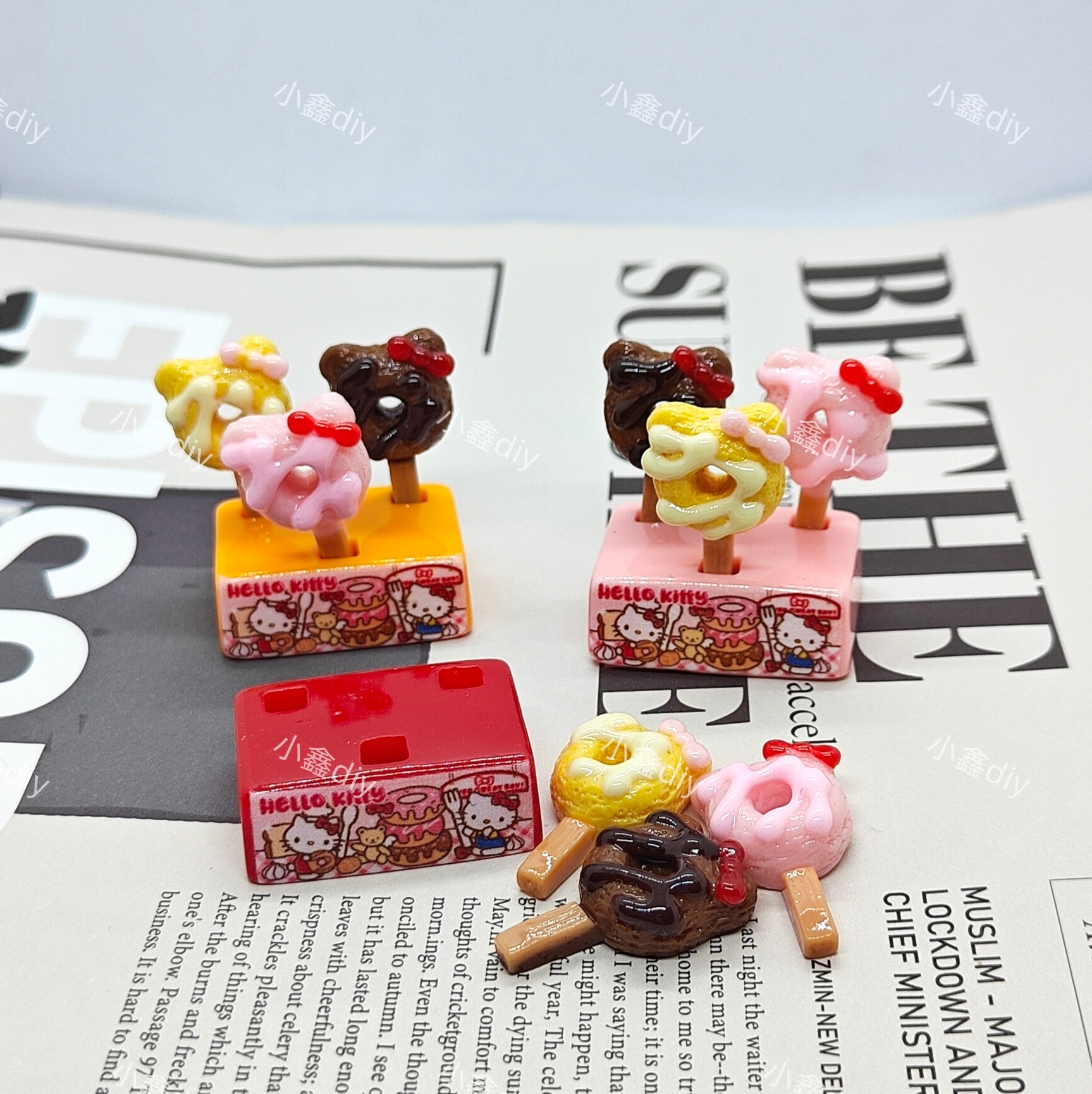 定制kt甜甜圈diy仿真微缩食玩树脂配件奶油胶捏捏装饰摆件