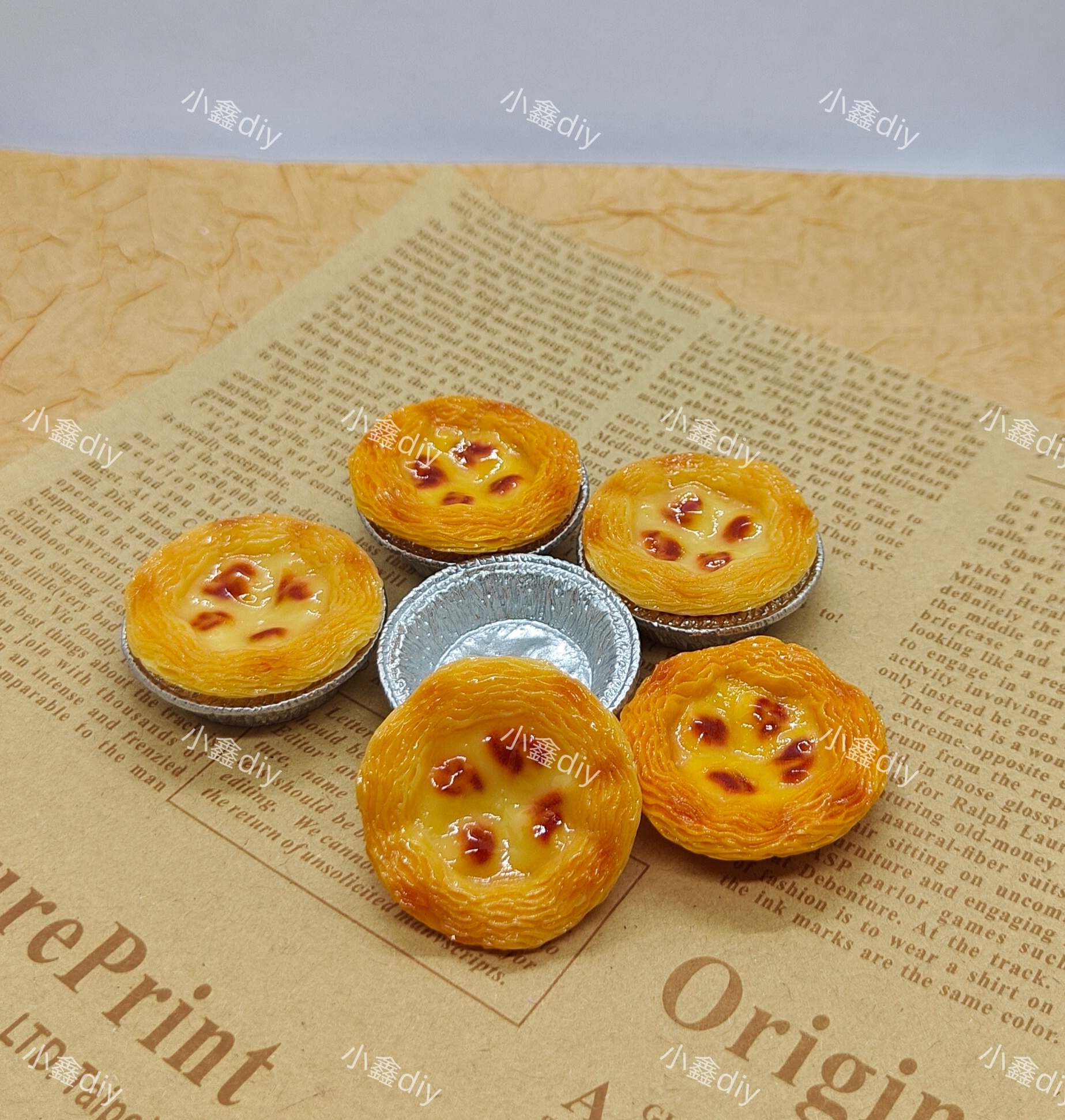 DUOYE/朵爷定制蛋挞diy微缩食玩蛋挞托手工树脂摆件仿真配件摆件