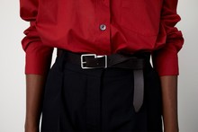 英国走秀款MHL头层牛皮腰带 金属扣深棕色皮带Margaret