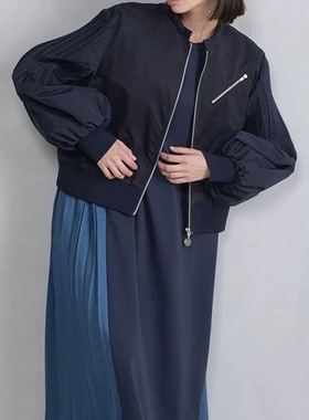 日本纯元marechal terre 2.4万 塔克袖工艺拉链外套