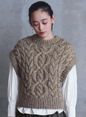 日本贵牌 2.4万 纯手工棒针羊毛马甲 客供纱线