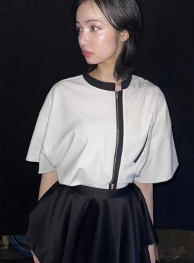 日本设计师贵牌！宽松府绸纹 拉链上衣C1-115