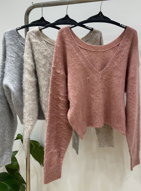 日本freakstore 混纺前后两穿毛衣 做旧拉毛C1-2033