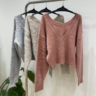 日本freakstore 混纺前后两穿毛衣 做旧拉毛C1-2033