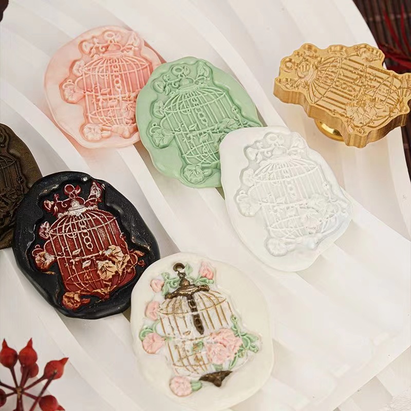 黄铜火漆印章浮雕套色手工