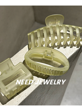 韩国ins新款磨砂椭圆龙骨鲨鱼夹少女气息方形发抓浅绿色抓夹发饰