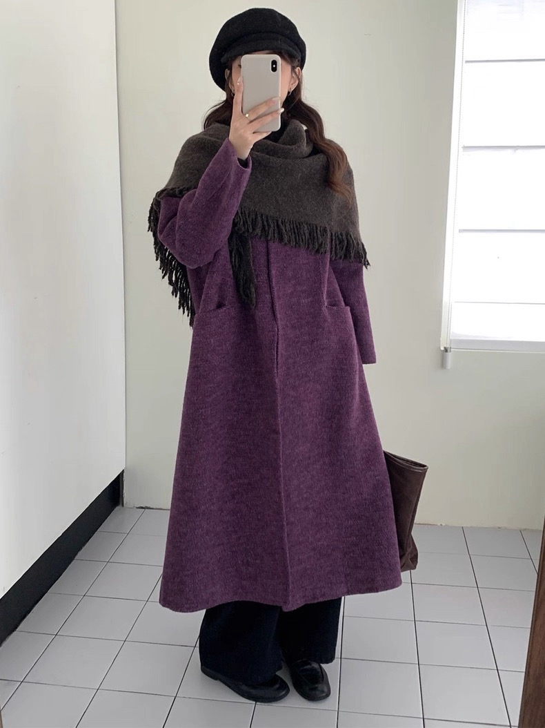 【MF微胖大码】带披肩羊毛大衣巨美3025