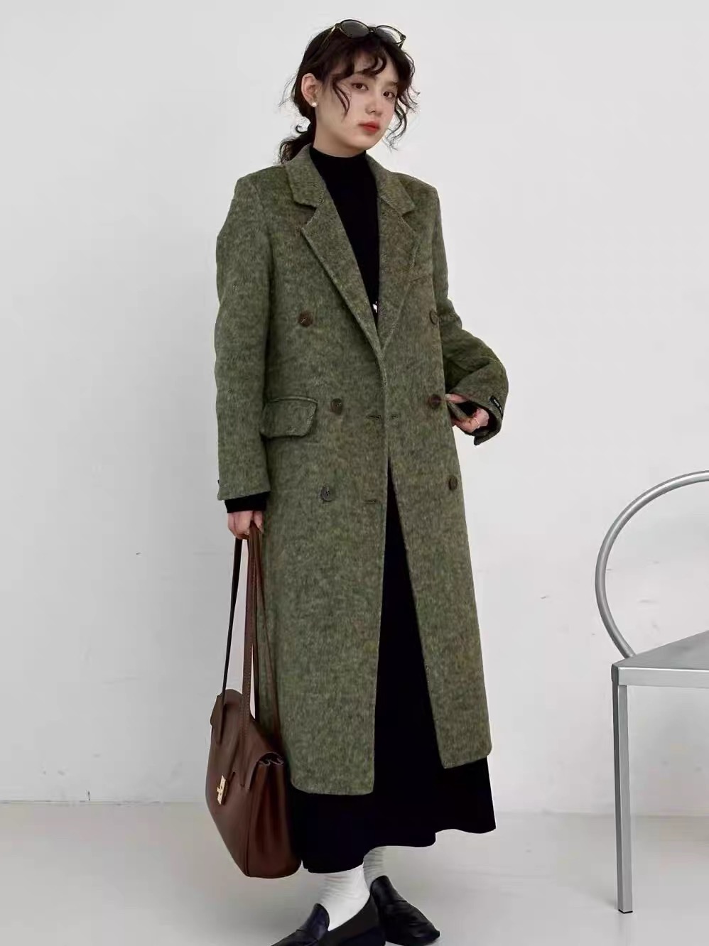 【MF微胖大码】双十一上新，绿色长毛正肩款大衣