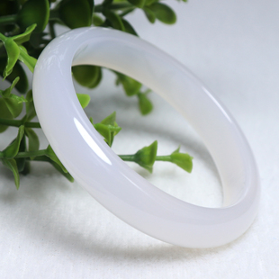 天然冰种玉髓手镯白月光玛瑙 猫爪开口手环原色飘花1物1图送朋友