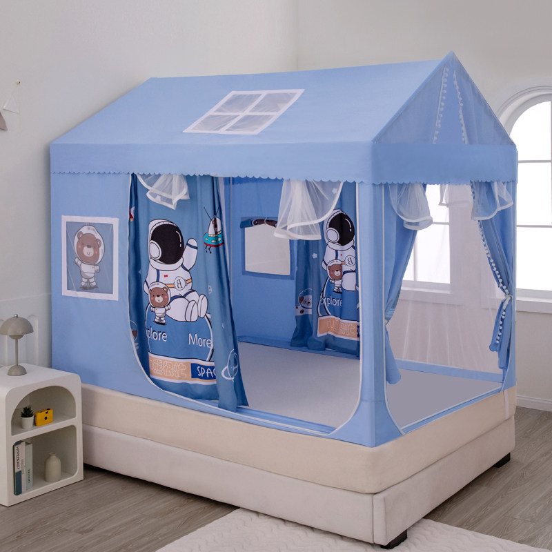 儿童蚊帐2023新款家用宝宝婴儿全底防摔遮光床上帐篷蒙古包