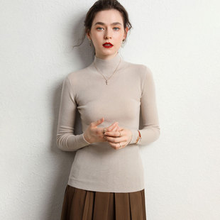 春秋薄打底贴身舒适绒毛衫 打底衫 精纺四平半高羊绒衫 26年新款