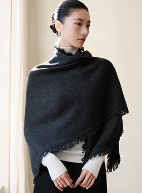 100%山羊绒围巾女三角披肩两穿