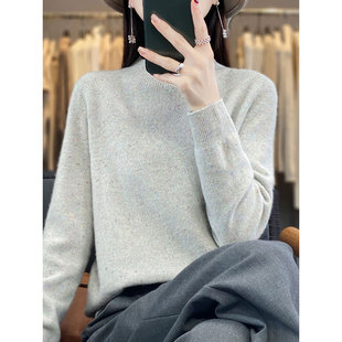 金豆子半高羊绒衫一线成衣套头秋冬新款点子纱羊毛衫