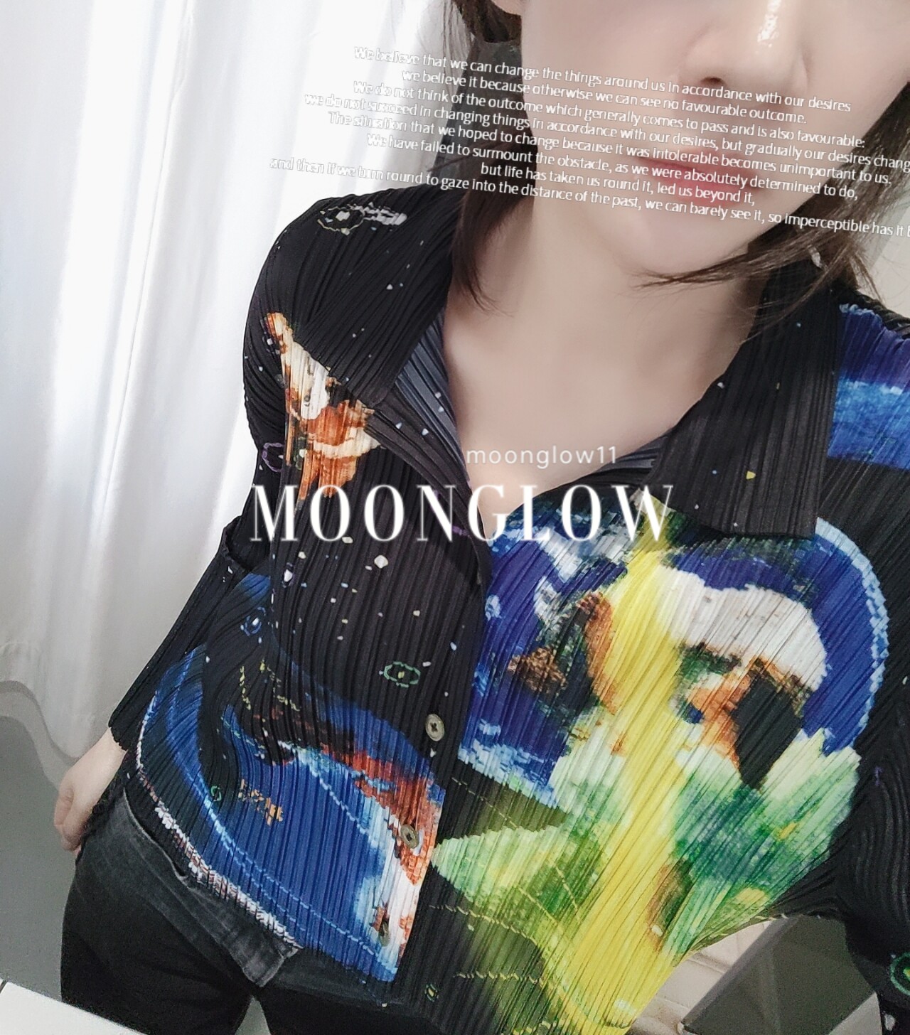 三宅稀有中古款 星球电光蓝皱皱衬衫 纸片人迷幻星空系列衬衣