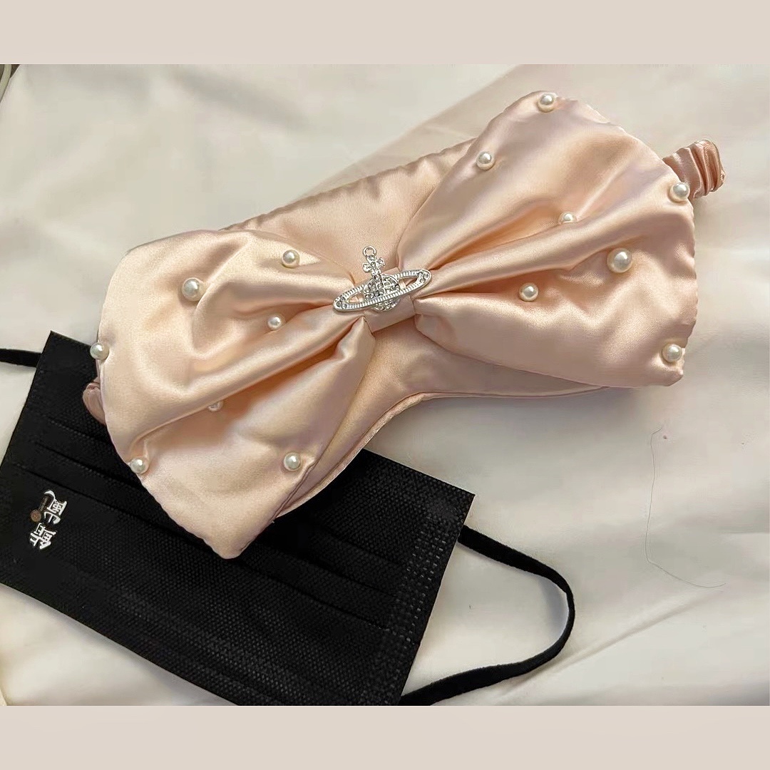 西太后珍珠眼罩小红书同款发箍发带透气舒适蝴蝶结睡眠遮光眼罩