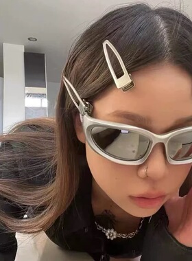 方形凹造型银色墨镜情侣潮男辣妹