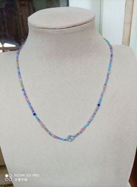 手工串珠米珠项链女小众设计感锁骨链925银延长龙虾扣轻奢高级