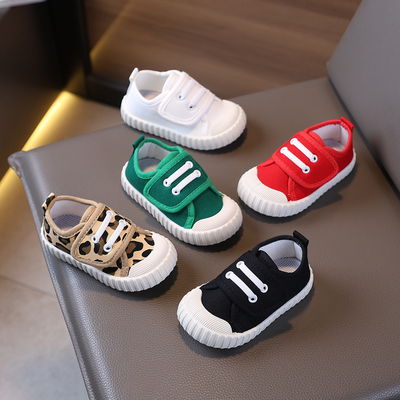 儿童休闲鞋帆布软底板鞋低帮春秋魔术贴小白鞋男童女童单鞋学步鞋