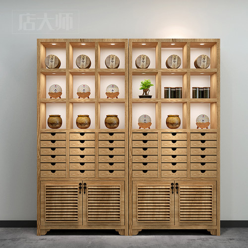 茶室置物架新中式博古架中式厅柜储物展示架多宝阁茶柜组合茶叶柜