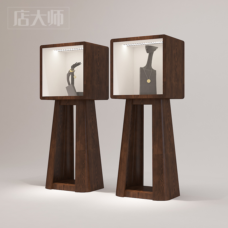 复古精品柜珠宝饰品橱窗玻璃中岛展示柜黄金首饰玉器博物馆陈列柜