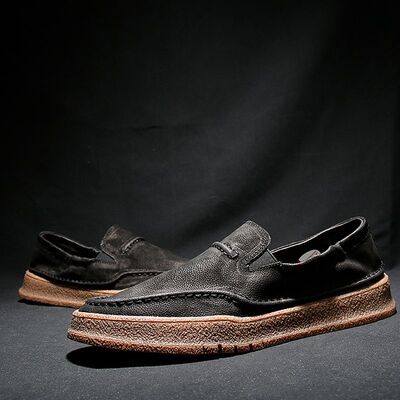 帕达索男士豆豆鞋真皮一脚蹬男鞋懒人鞋潮流时尚厚底乐福鞋210716