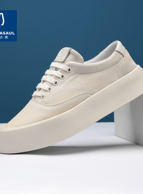 帕达索一脚蹬男鞋2024新款乐福鞋透气布鞋懒人鞋休闲小白鞋240543