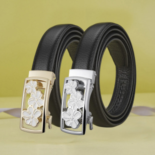 皮带女款头层牛皮自动扣腰带2024新款夏时尚百搭真皮装饰女式裤带