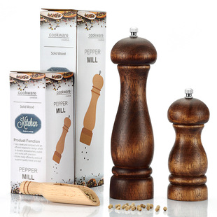 现磨胡椒研磨器实木质家用手动碾磨花椒粉器电动瓶碎海盐白黑颗粒