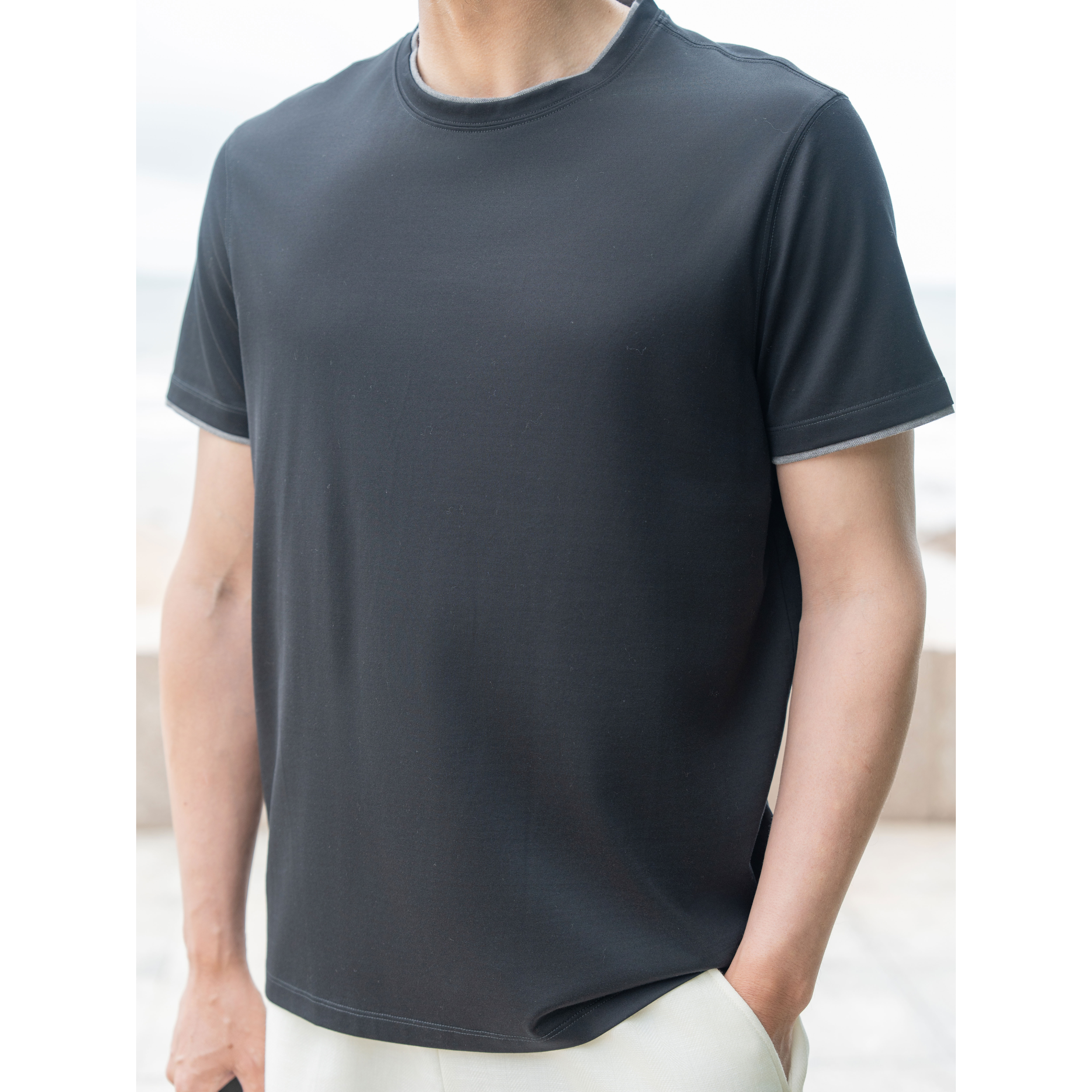 特叔夏季男士匹马棉圆领T恤休闲百搭春夏商务休闲时尚短袖透气