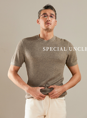 特叔桑蚕丝衬衫圆领短袖T恤男夏季新款羊毛BC打底衫tshirt针织衫