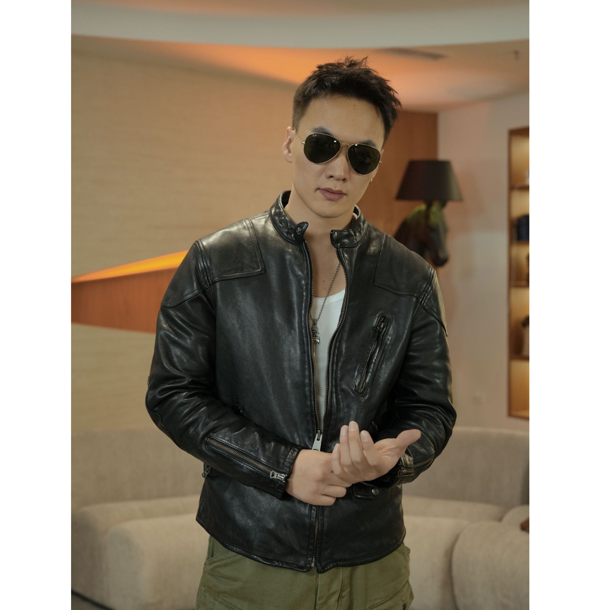 特叔毒液黑色复刻RRL美式复古休闲真皮皮衣机车皮夹克春秋外套