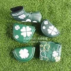 Golf Putter Cover, Semi-Circular Protective Cover, Square Club Head Cover, Cartoon Four-Leaf Clover Club Cover, Cap Cover Supplies