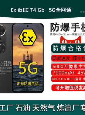 honor/荣耀 畅玩70 Plus 5G 7000mAh 大电池44W快充 定制防爆手机 EX化工厂天然气石油库巡检专用(带合格证书