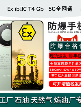 honor/荣耀 X70 5G 8300mAh电池 80W有线快充防尘抗水IP69定制防爆EX化工厂石油库天然气医药工业专用 带证书