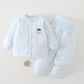婴儿棉衣套装 秋冬加厚保暖内衣两件套宝宝夹棉40g薄棉袄外出衣服