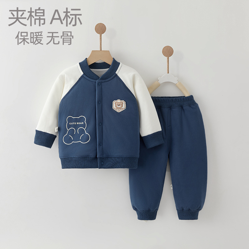 宝宝棒球服套装保暖春秋两件套