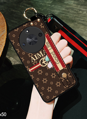 适用华为荣耀x70i手机壳x50保护套x10max外壳x40GT版斜挎挂绳款x30腕带x20se皮质感X60pro可爱猫9x男女防摔