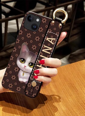 DLARA适用苹果14promax手机壳ihpone13保护套12pro外壳保护套13mini硅胶软壳苹果11挂脖绳14plus腕带款可爱猫