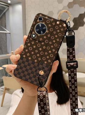 DLARA适用华为畅享80S手机壳畅享60X斜挎挂绳麦芒20/30腕带款畅享50plus保护套畅享Z外壳畅享70pro硅胶潮牌女