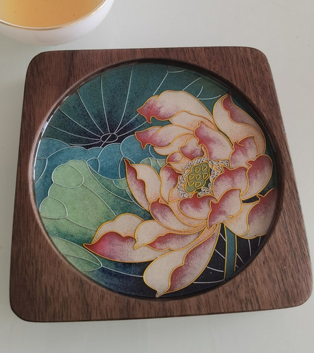 掐丝珐琅杯垫荷花礼品