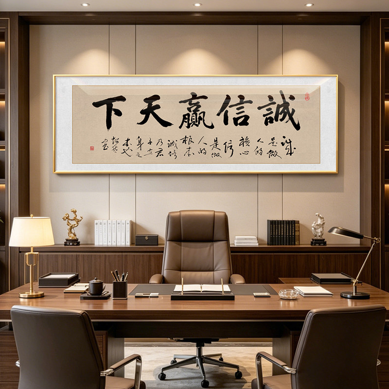 诚信赢天下书法挂画门店开业送人字画牌匾装饰画做生意办公室壁画