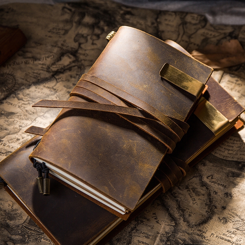 龙款手账本手工复古牛皮真皮本子