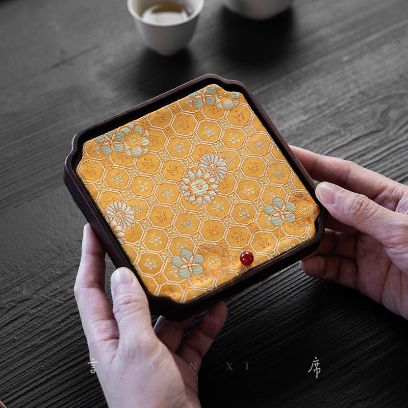 言席胡桃木海棠角干泡壶承套装图片