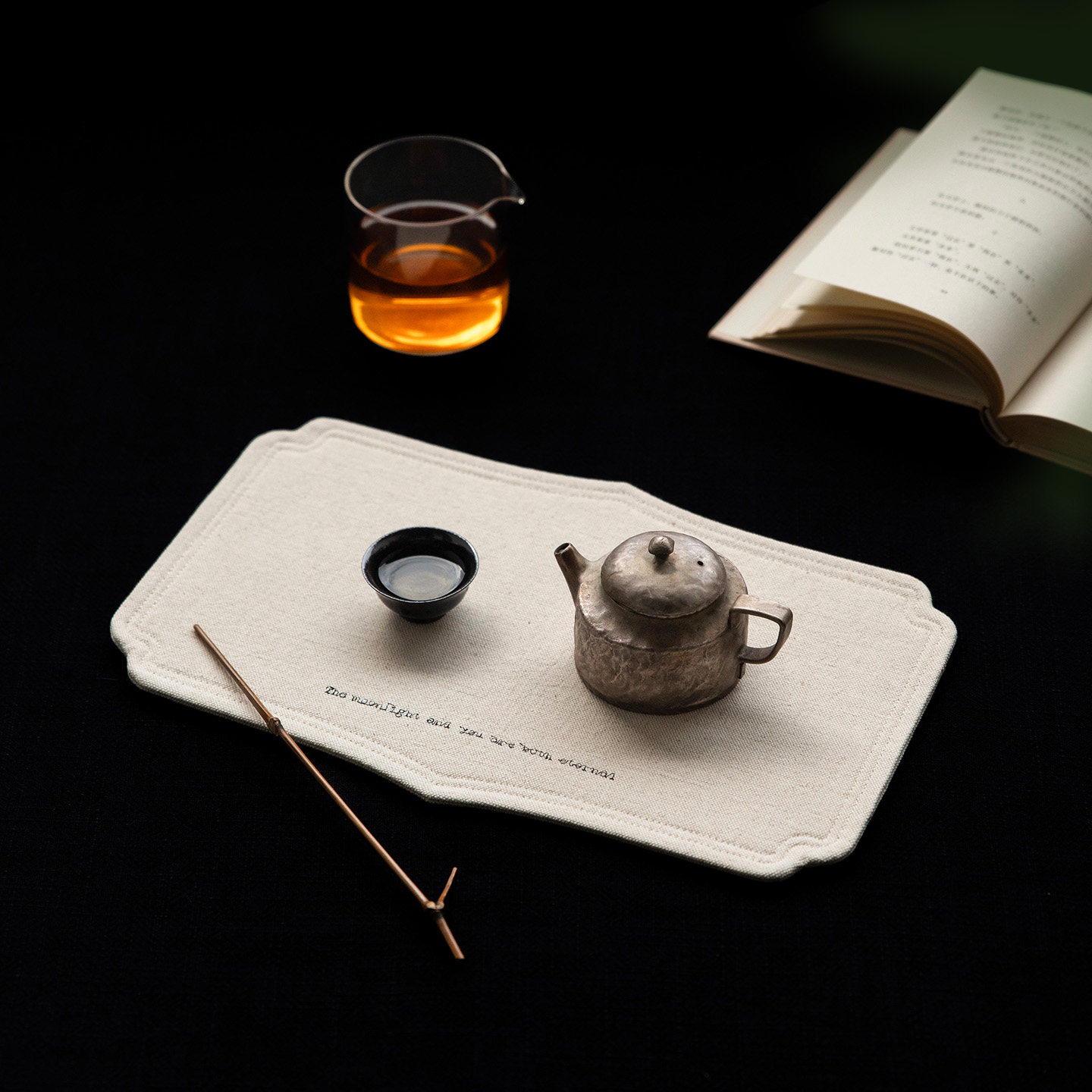 言席亚麻古朴加厚双面茶垫小茶席
