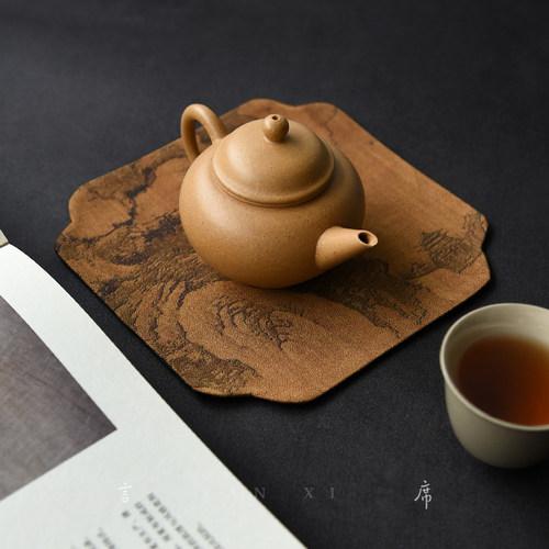 轻奢言席真丝香云纱壶承隔热垫布