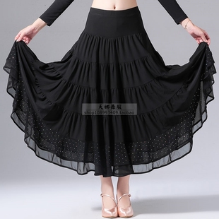 秋摩登舞新款 华尔兹国标舞比赛裙大摆半身裙交谊舞裙裙长85CM 女式