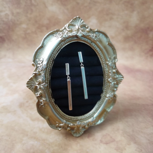 Vintage中古欧洲回流925银鎏金棍棍耳钉意大利品牌