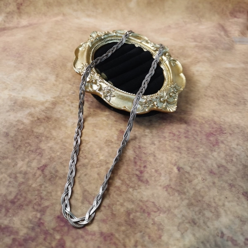 Vintage中古925银 三层编织项链 大全标 46cm